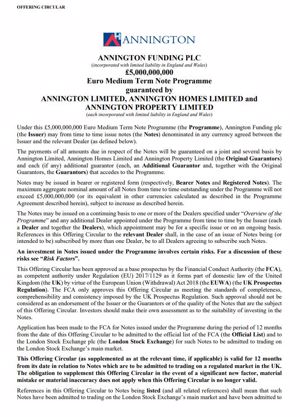 Download ANNINGTON FUNDING PLC - OFFERING CIRCULAR - 27 July 2022
