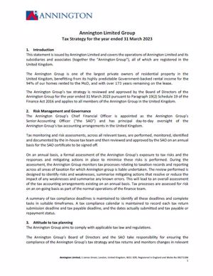 Download Annington Tax Strategy - for Year Ended 31 March 2025